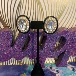 Vintage Elegant Silver and Black Crystal Earrings